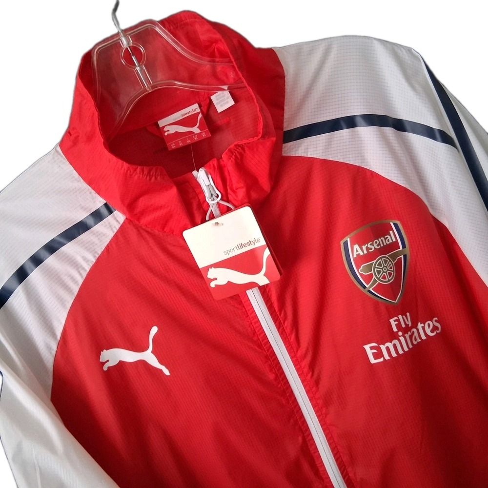 NOS Arsenal FC Puma Windbreaker Warm up Jacket  Mens Size XL  2014 - 2015 Season
